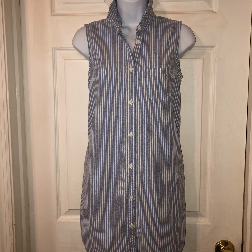 SO White and Blue Stripe Dress